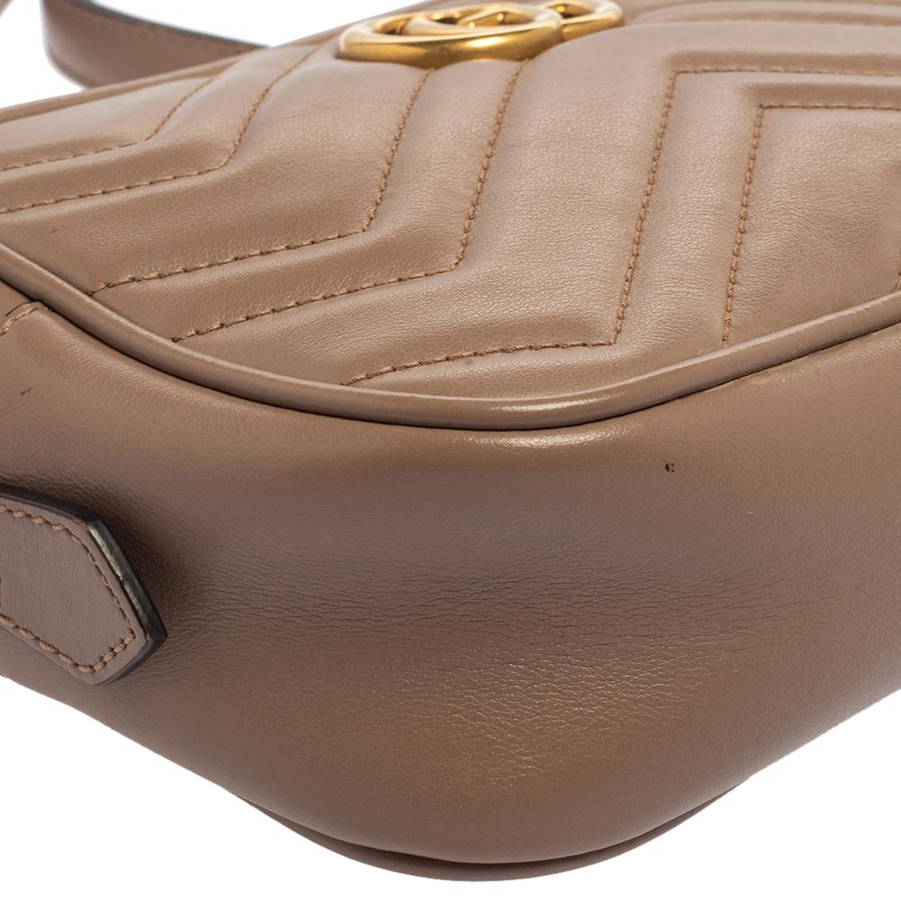 Gucci Beige Matelassé Leather Mini GG Marmont Camera Bag 1