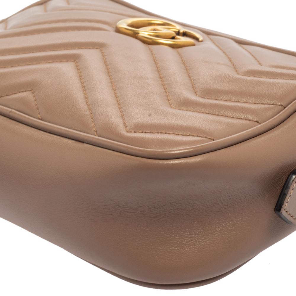 Gucci Beige Matelassé Leather Mini GG Marmont Camera Bag 2