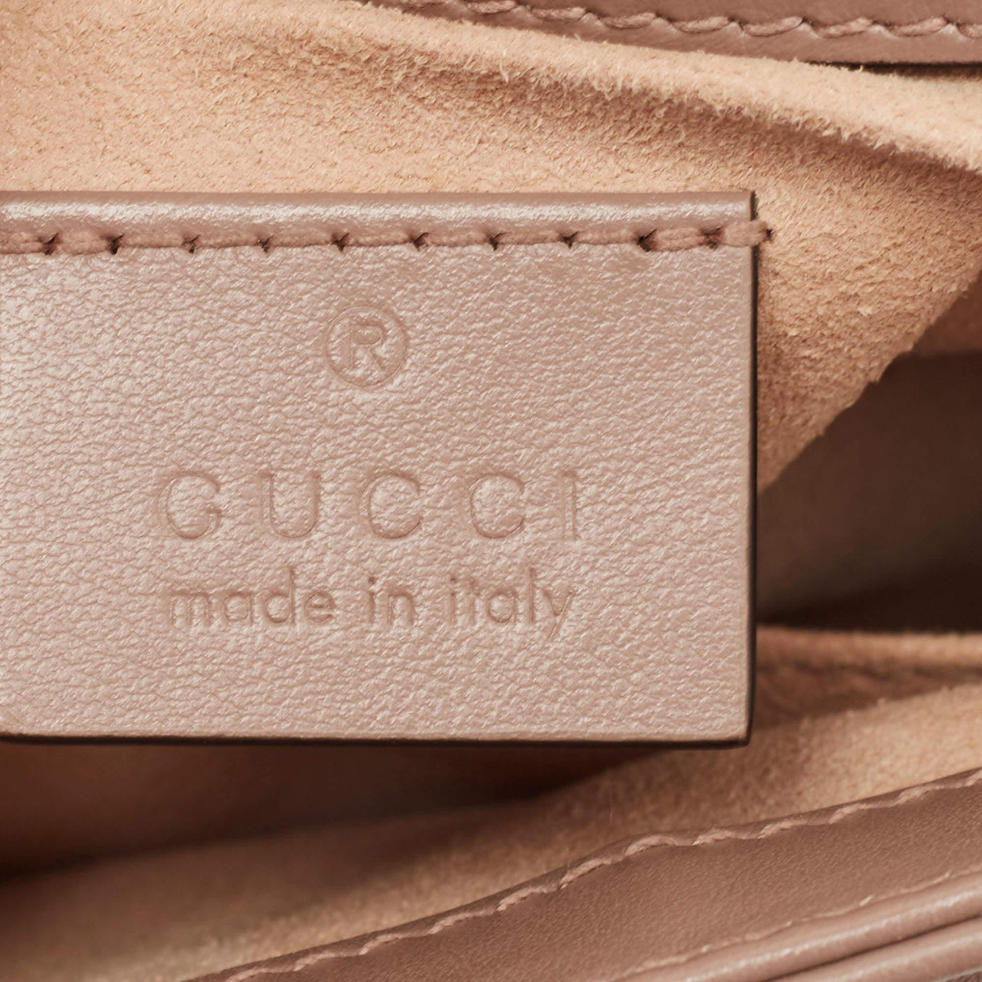 Gucci Beige Matelasse Leather Mini GG Marmont Top Handle Bag 6