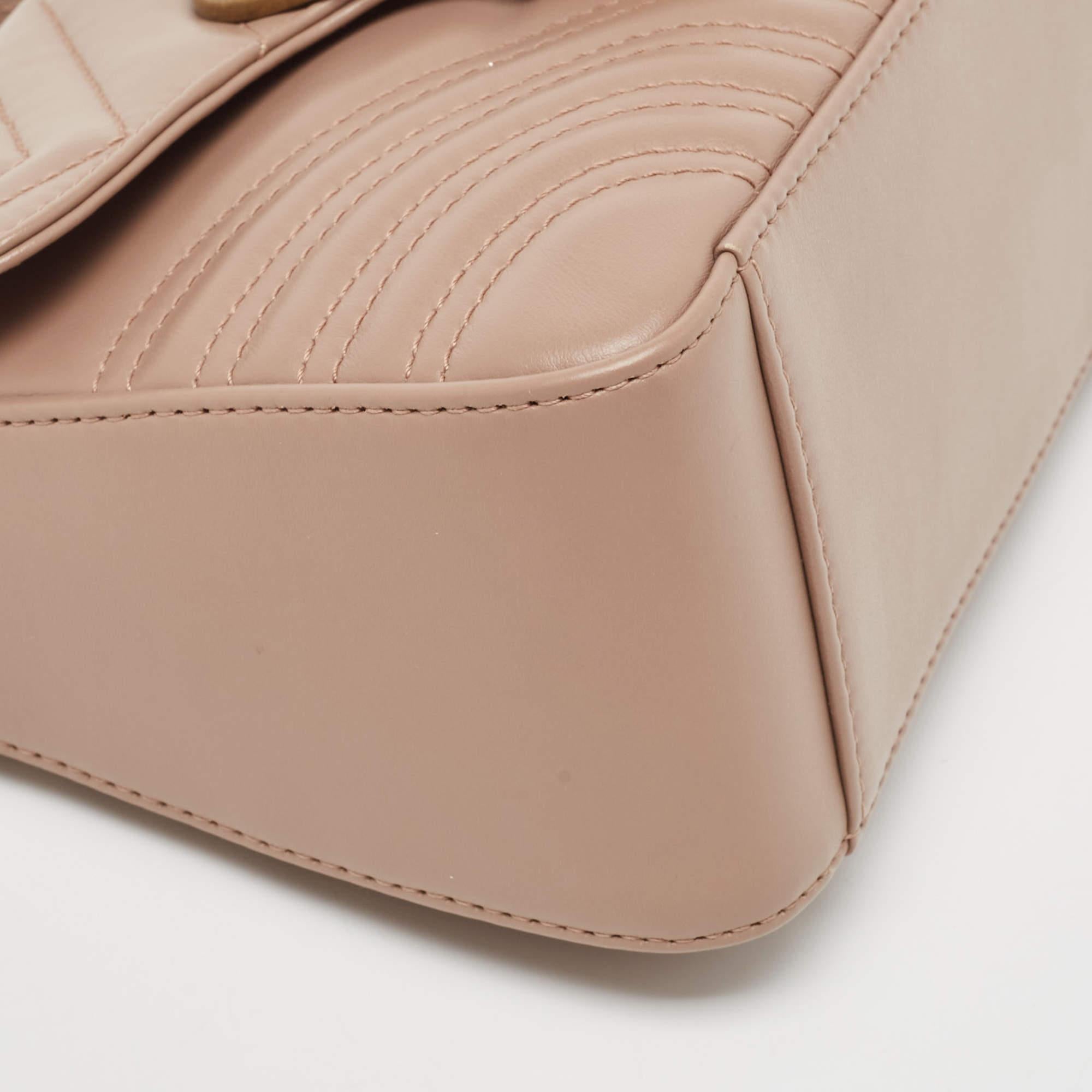 Gucci Beige Matelasse Leather Mini GG Marmont Top Handle Bag 1