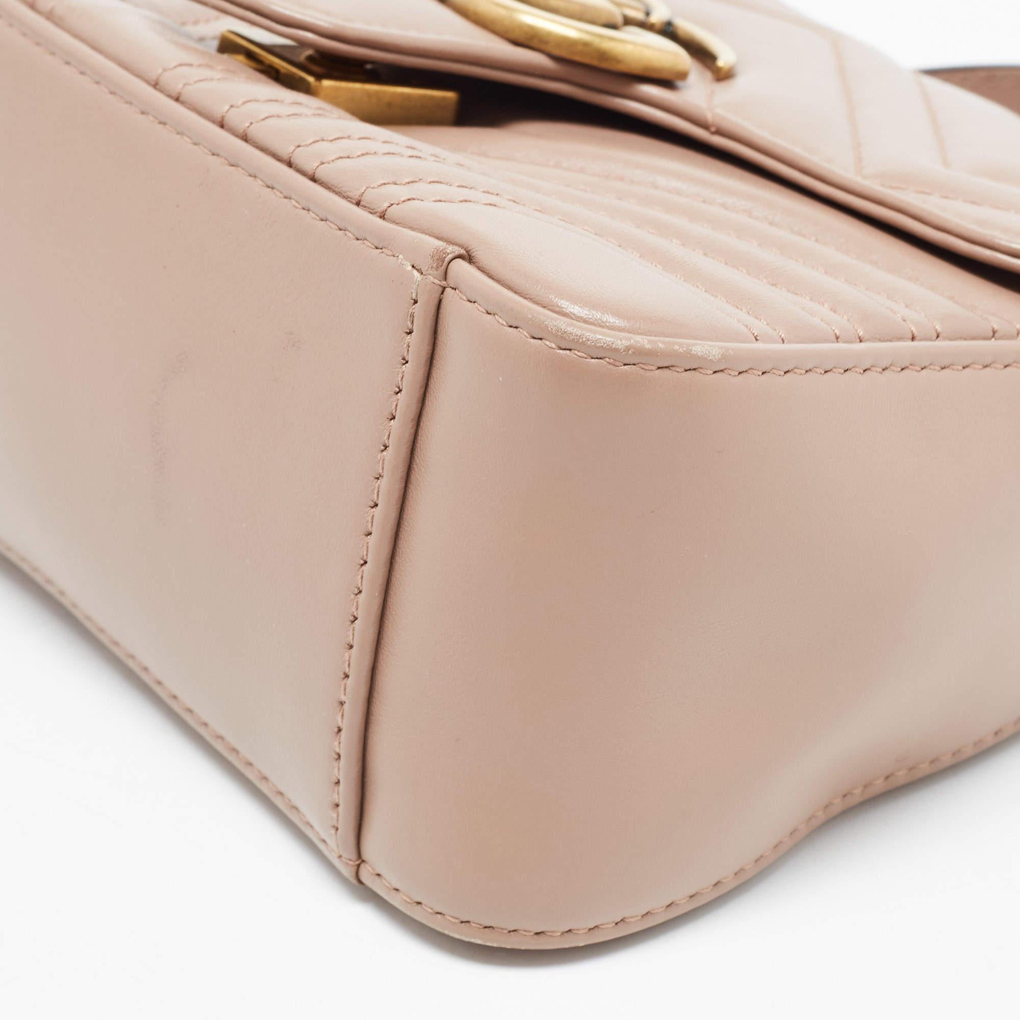 Gucci Beige Matelassé Leather Mini GG Marmont Top Handle Bag 3