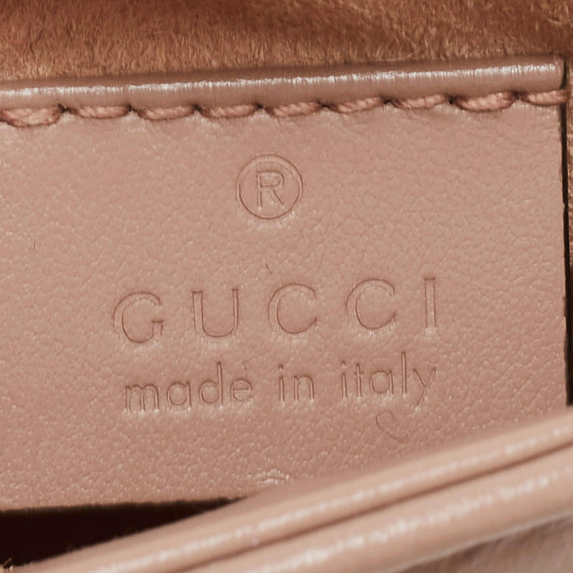 Gucci Beige Matelassé Leather Mini GG Marmont Top Handle Bag 5