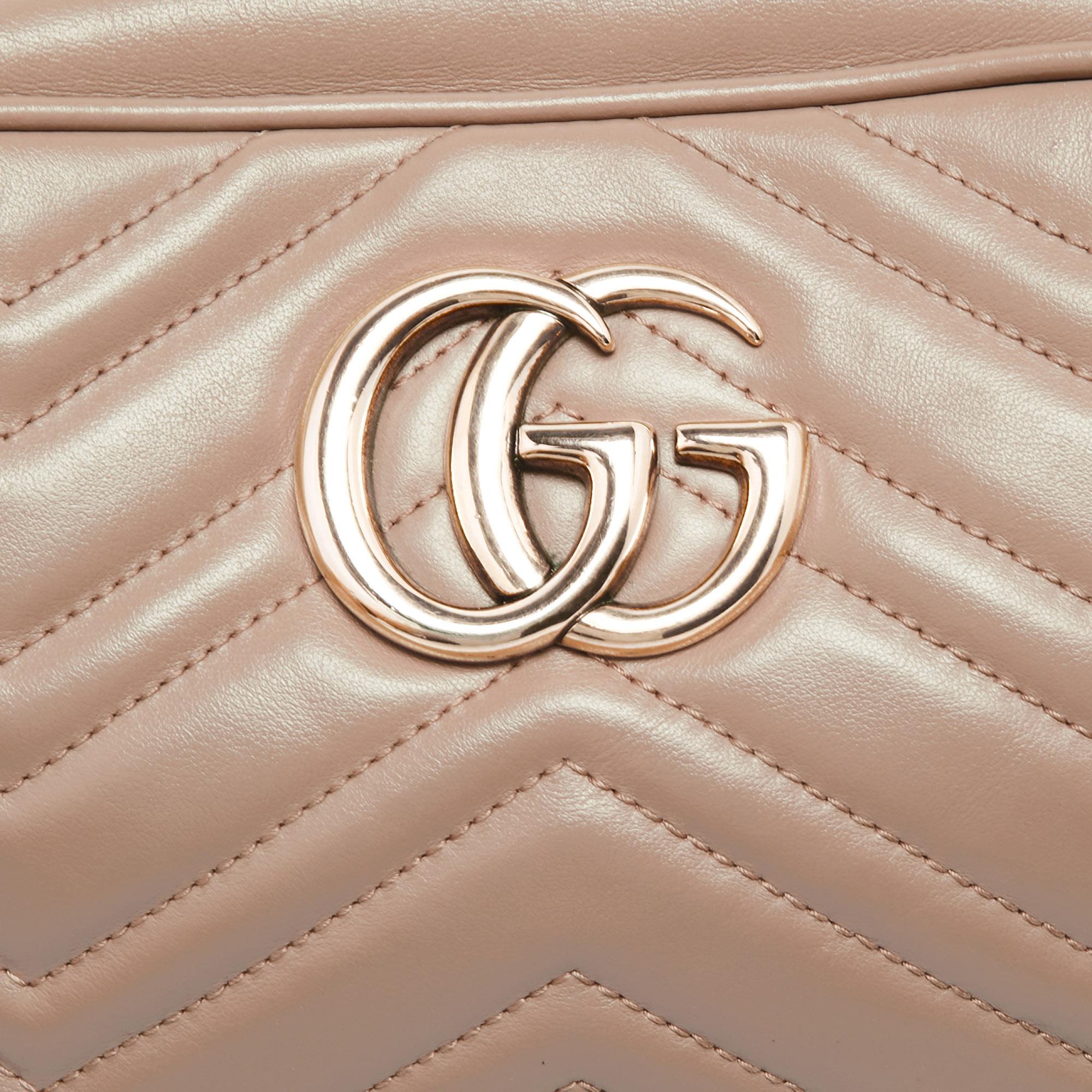 Gucci Beige Matelasse Leather Small GG Marmont Camera Crossbody Bag 3