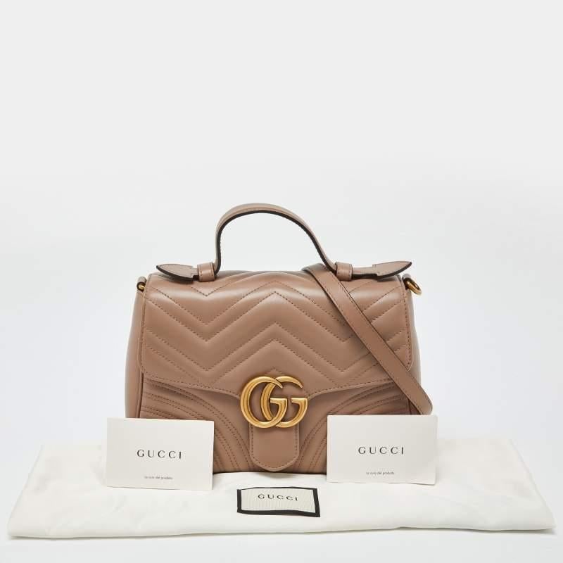 Gucci Beige Matelasse Leather Small GG Marmont Top Handle Bag 9