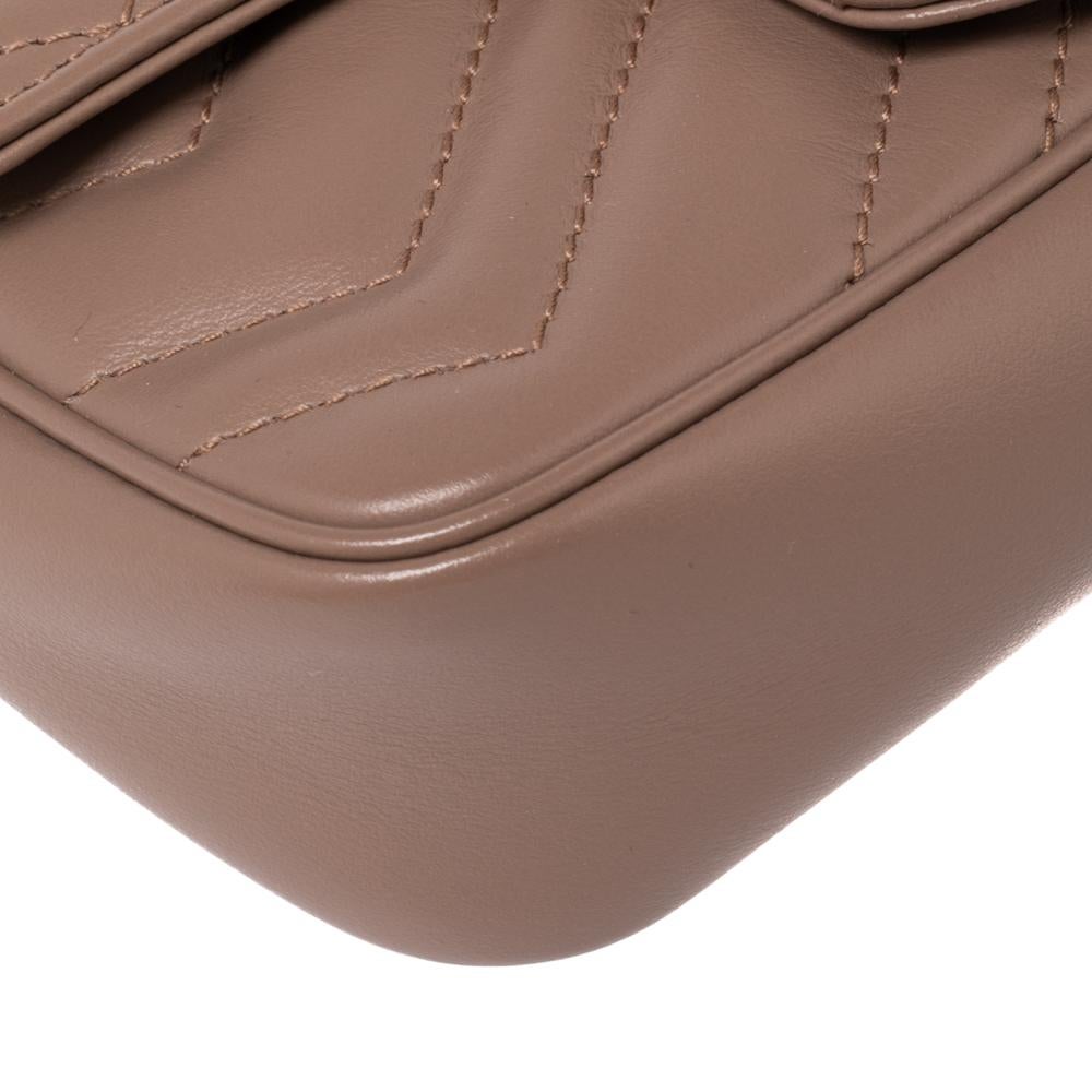 Gucci Beige Matelassé Leather Super Mini GG Marmont Shoulder Bag 4