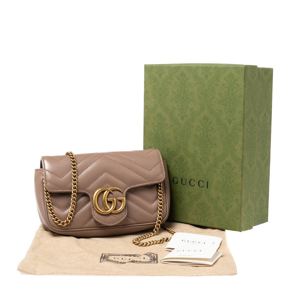 Gucci Beige Matelassé Leather Super Mini GG Marmont Shoulder Bag 5