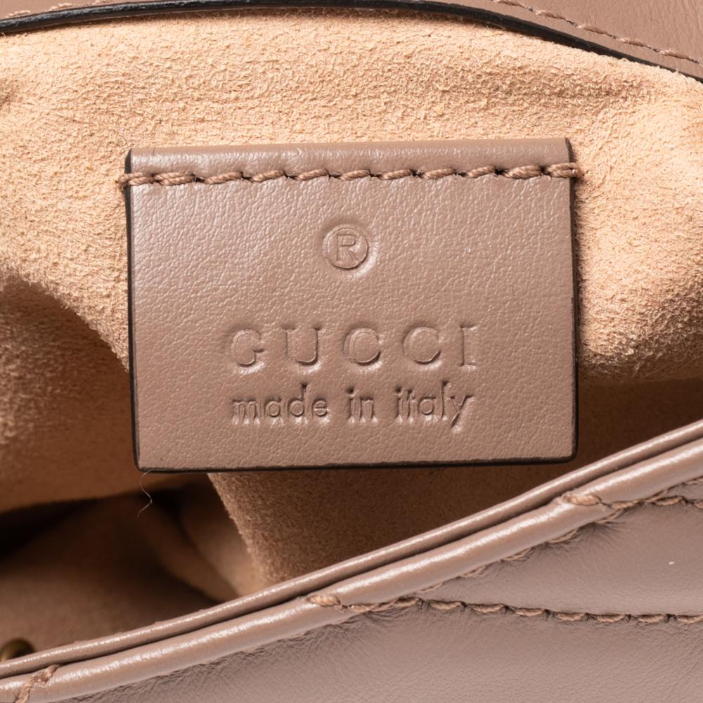 Women's Gucci Beige Matelassé Leather Super Mini GG Marmont Shoulder Bag