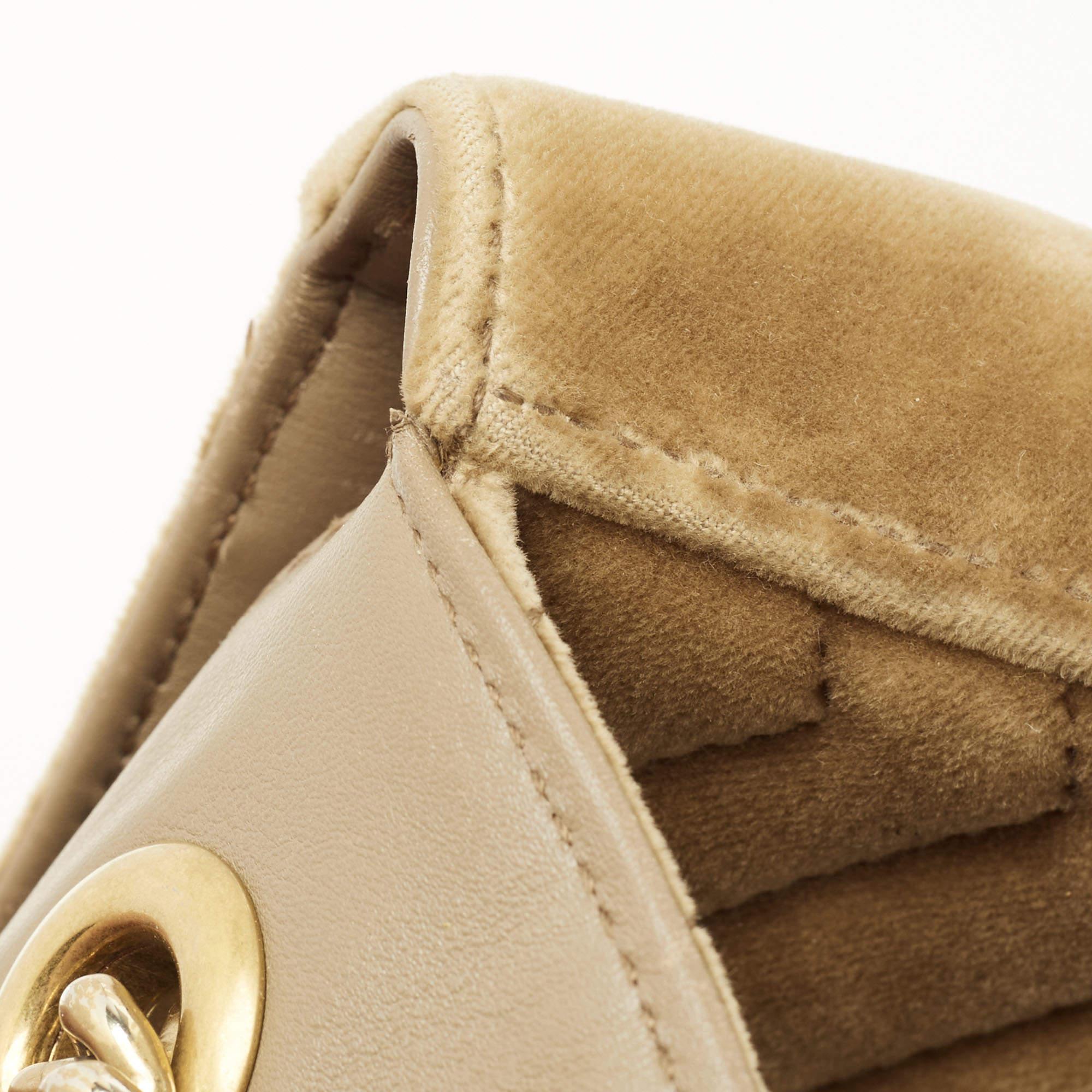 Gucci Beige Matelassé Velvet Small GG Marmont Shoulder Bag 10
