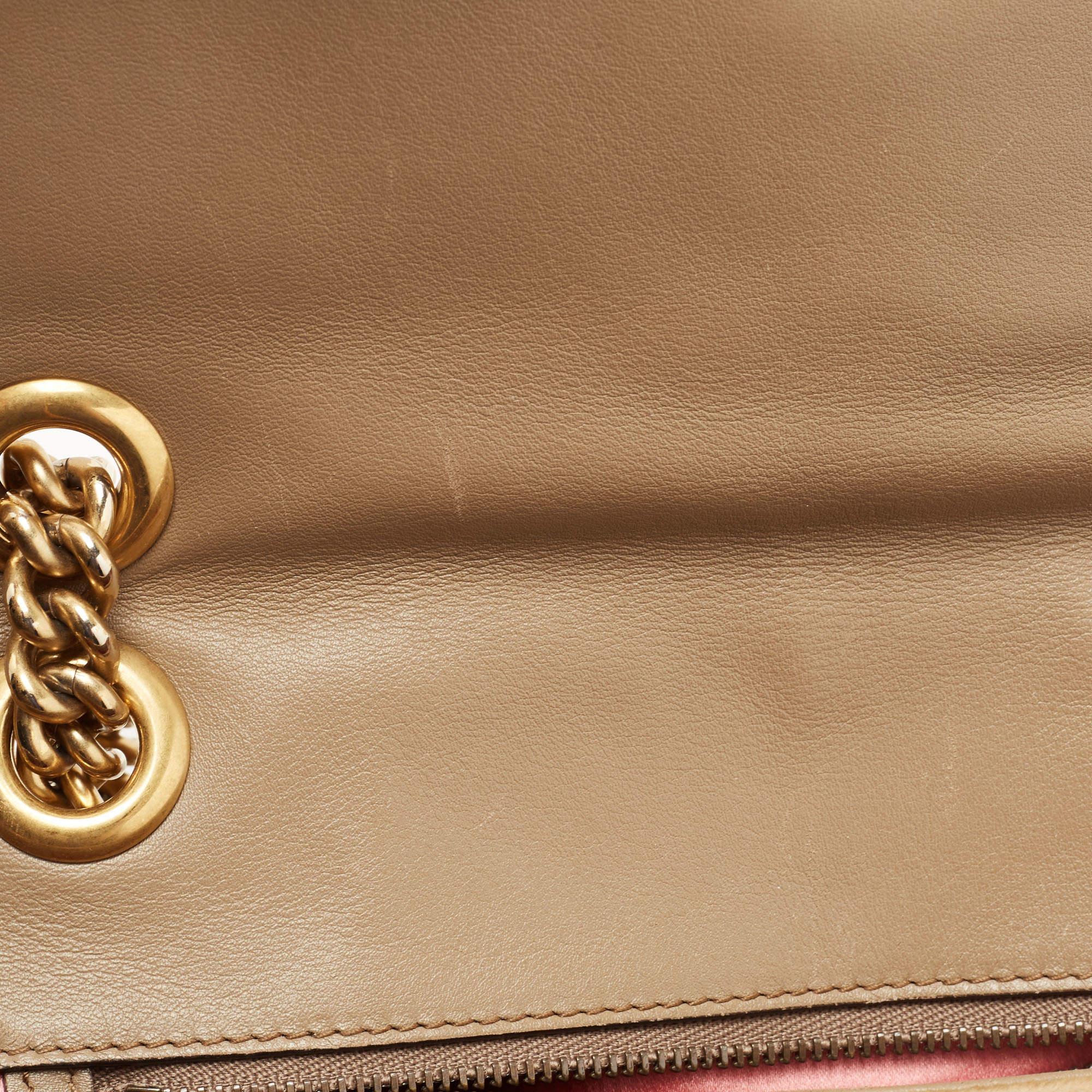 Gucci Beige Matelassé Velvet Small GG Marmont Shoulder Bag 11
