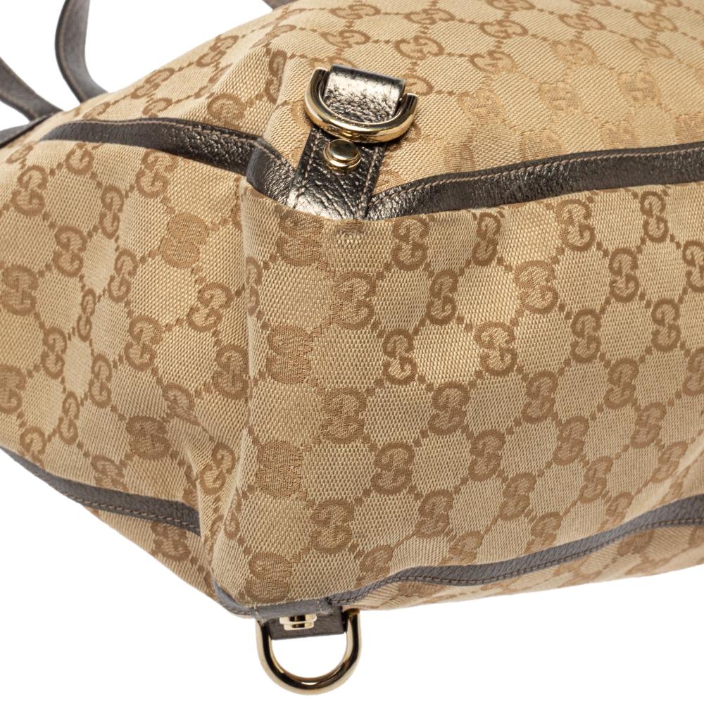 Gucci Beige/Metallic GG Canvas and Leather Abbey D-Ring Tote 2