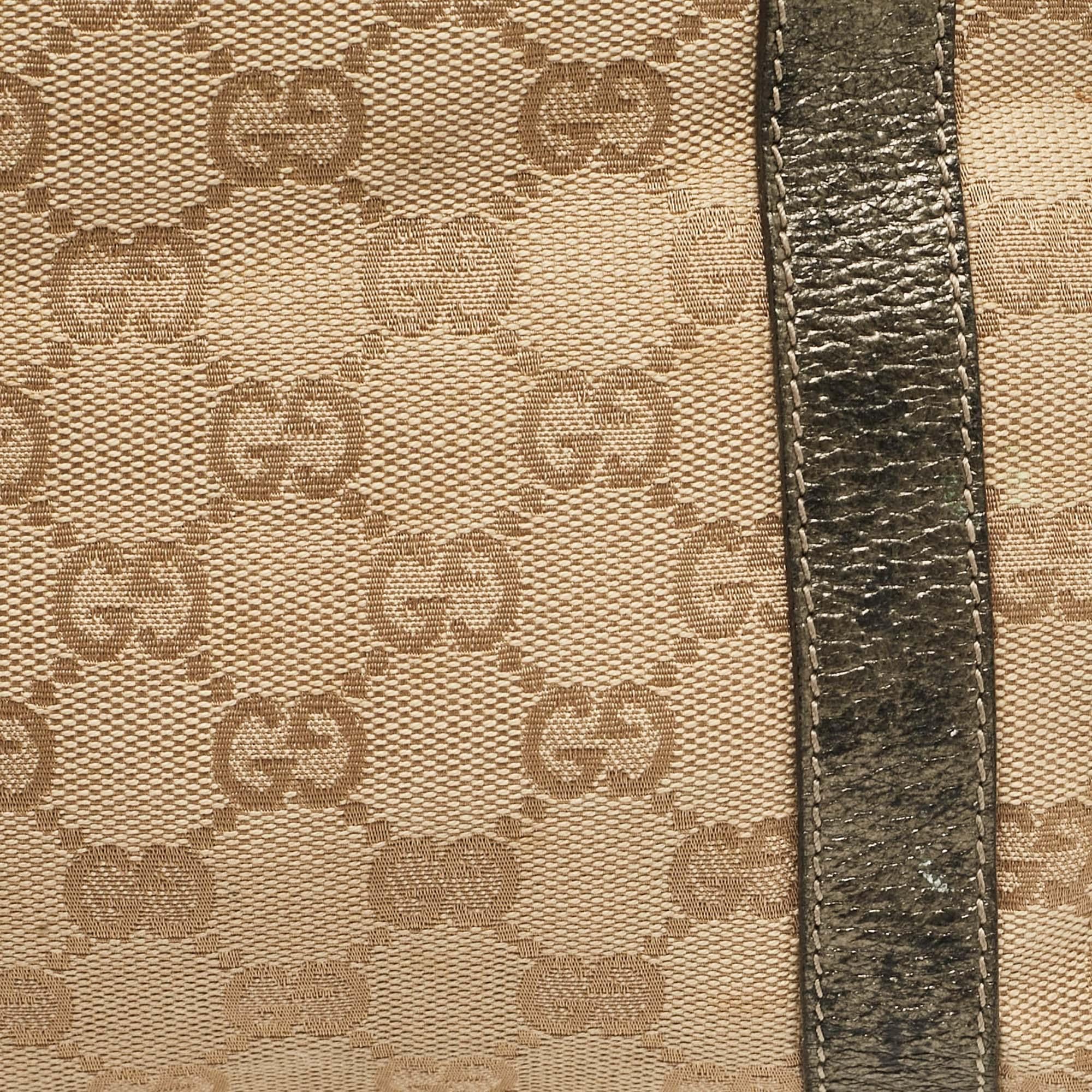Gucci Beige/Metallic GG Canvas and Leather Abbey D-Ring Tote For Sale 1