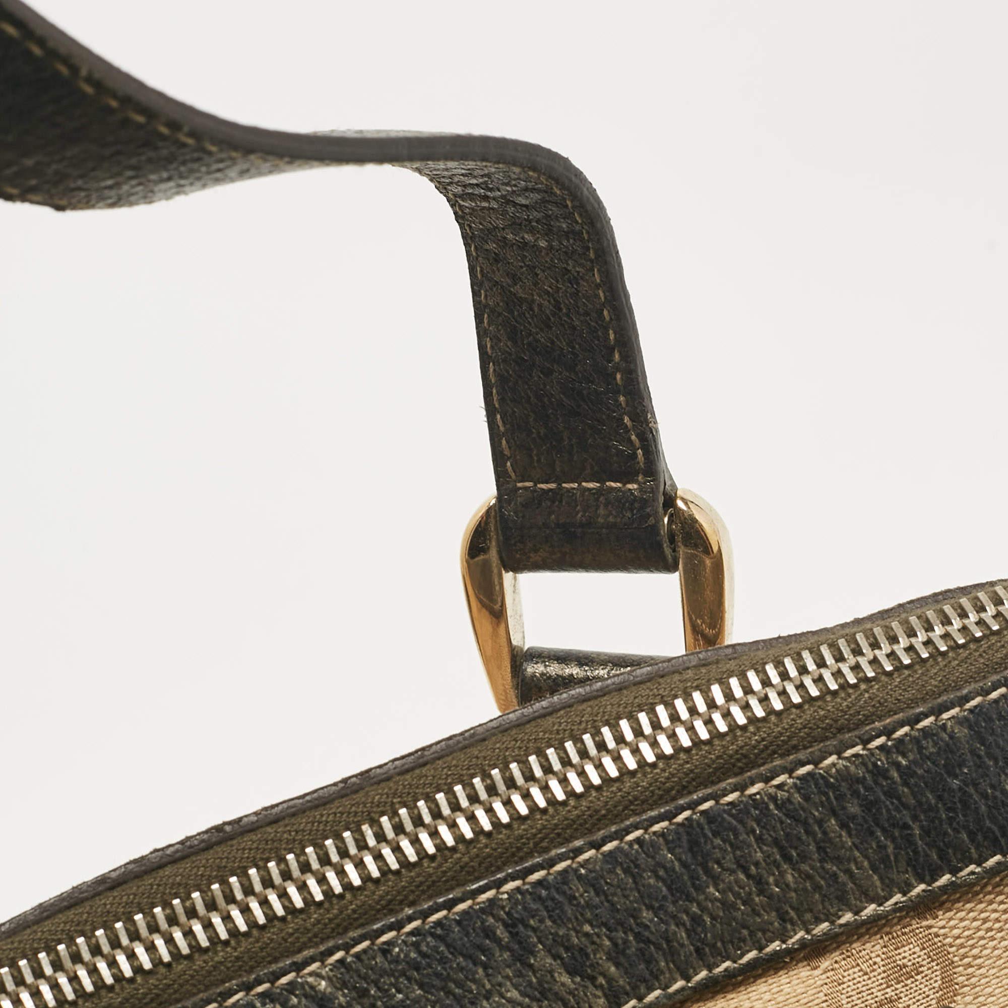 Gucci Beige/Metallic GG Canvas and Leather Abbey D-Ring Tote For Sale 4