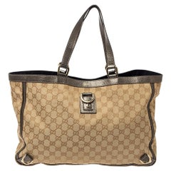 Gucci Beige/Metallic GG Canvas und Leder Abbey D-Ring Tote