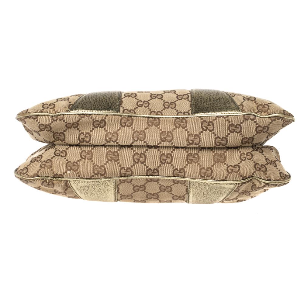 Women's Gucci Beige/Metallic GG Canvas and Leather Bamboo Chain Shoulder Bag