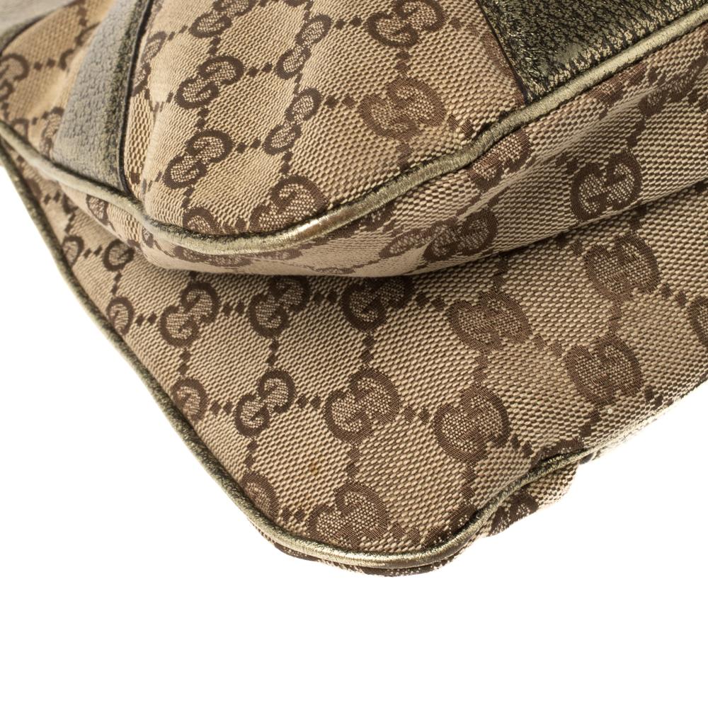 Gucci Beige/Metallic GG Canvas and Leather Bamboo Chain Shoulder Bag 3