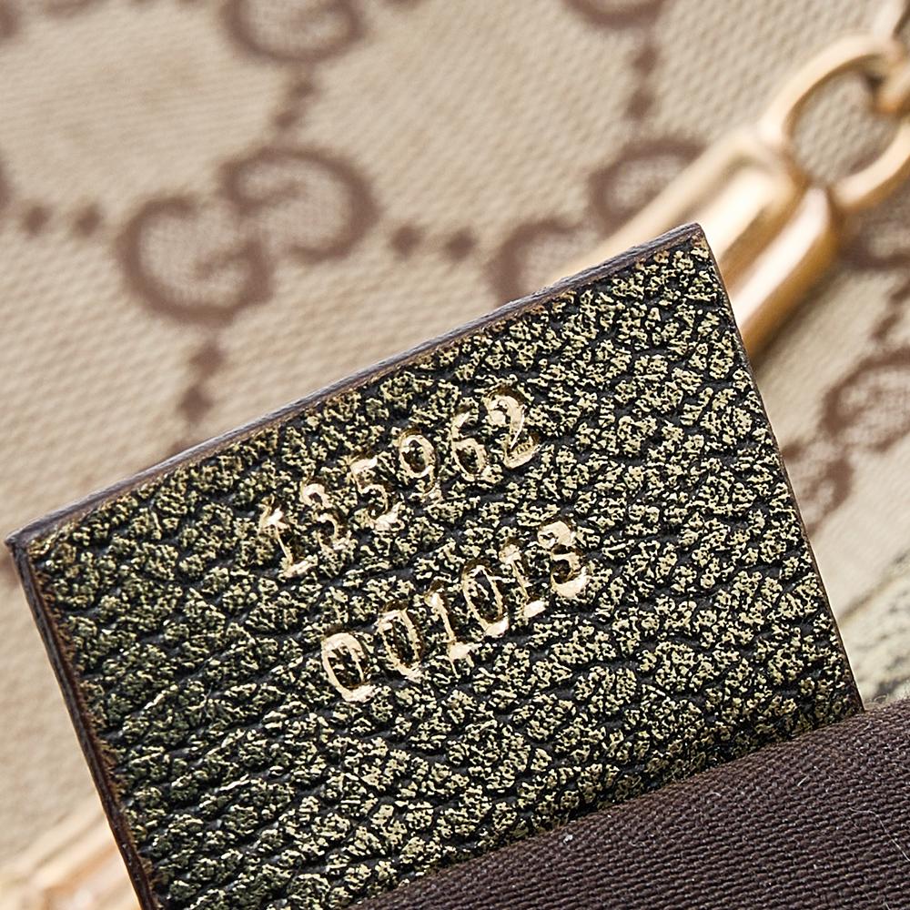 Gucci Beige/Metallic GG Canvas And Leather Bamboo Shoulder Bag In Good Condition In Dubai, Al Qouz 2