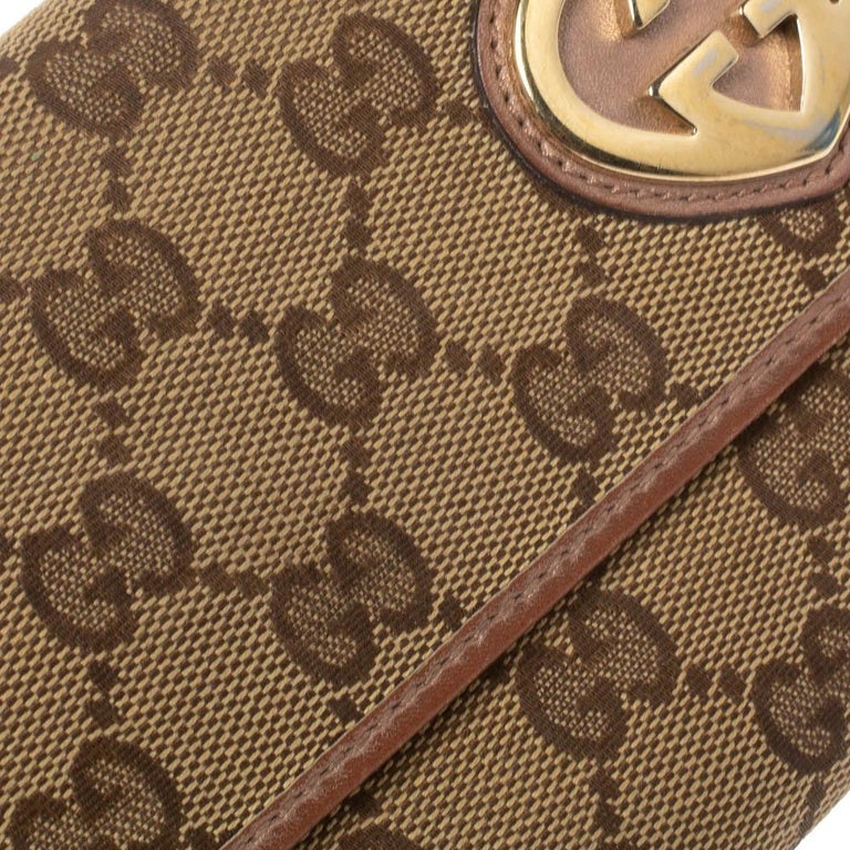 Gucci Lovely Heart Belt GG Canvas and Leather Wide Brown 1325163