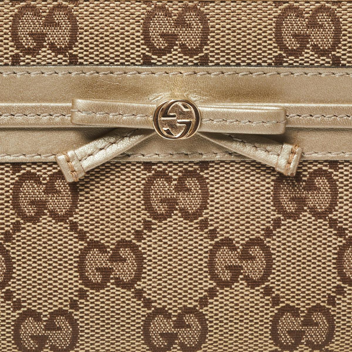 Women's Gucci Beige/Metallic GG Canvas and Leather Mayfair Zip Around Wallet