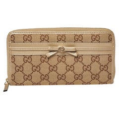Gucci Beige/Metallic GG Canvas and Leather Mayfair Zip Around Wallet