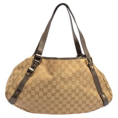 Gucci Beige/Metallic GG Canvas and Leather Medium Abbey Shoulder Bag