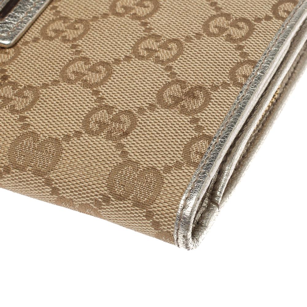 Gucci Beige/Metallic Gold GG Canvas Abbey D Ring Wallet 3