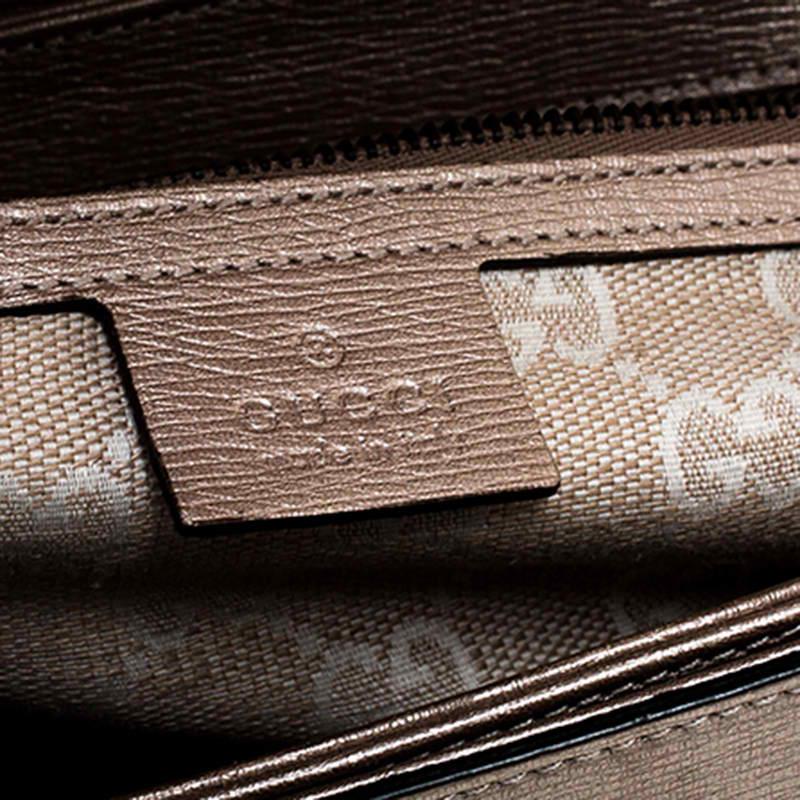 Gucci Beige Metallic Leather Bright Bit Shoulder Bag 6