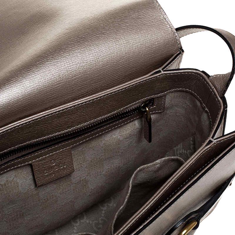 Gucci Beige Metallic Leather Bright Bit Shoulder Bag 7