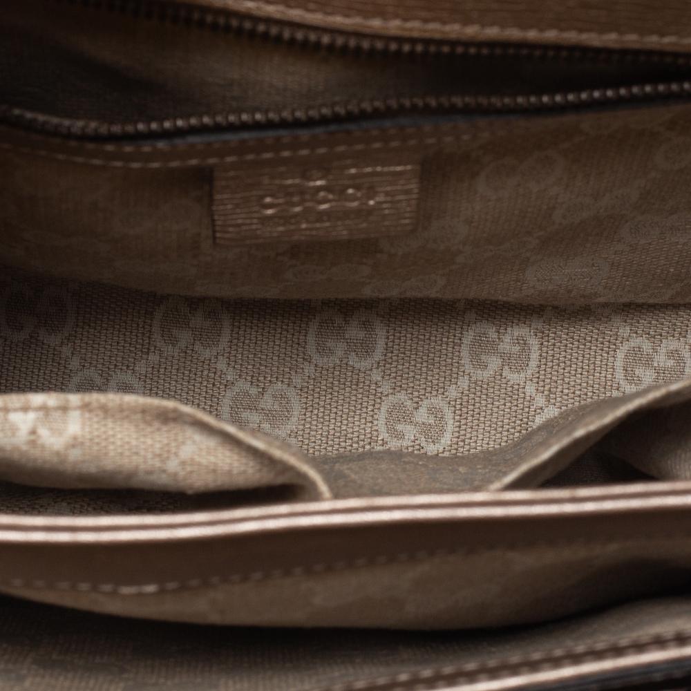 Gucci Beige Metallic Leder Bright Bit Umhängetasche 9