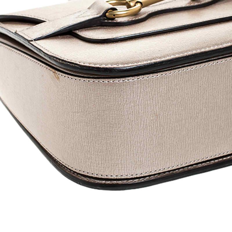 Women's Gucci Beige Metallic Leather Bright Bit Shoulder Bag