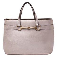 Gucci Beige Metallic Leather Bright Bit Tote