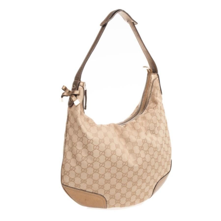 Women's Gucci Beige Metallic Monogram Heart Bit Hobo