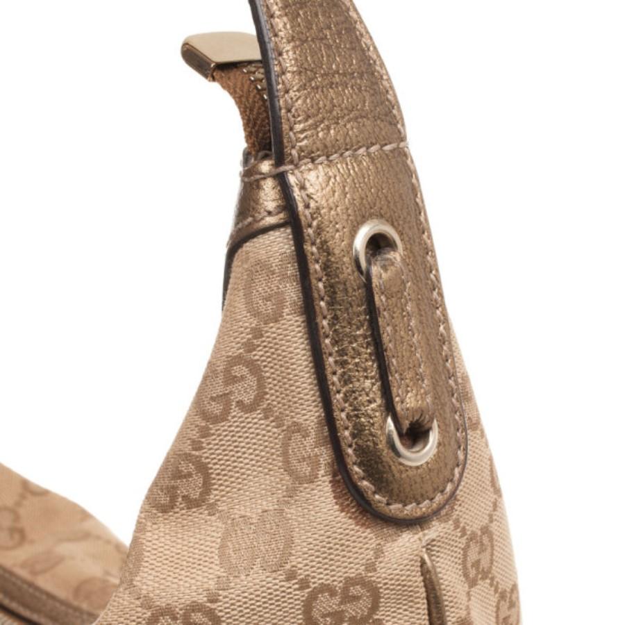 Gucci Beige Metallic Monogram Heart Bit Hobo 3