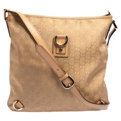 Gucci Abbey Messenger Bag aus Segeltuch und Leder in Beige/Metallic Pink von Gucci