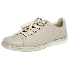 Gucci Beige Micro Guccissima Leather Low Top Sneakers Size 35.5