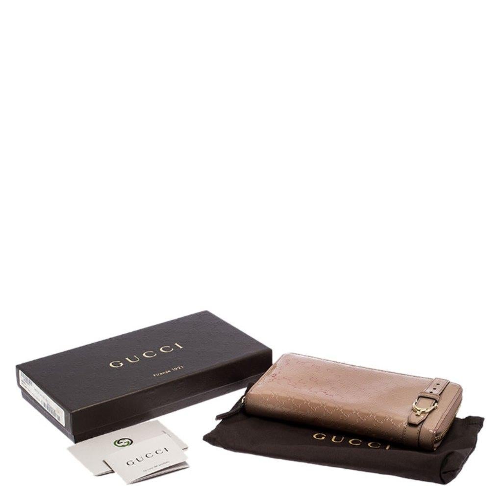 Gucci Beige Micro Guccissima Patent Leather Zip Around Wallet 3