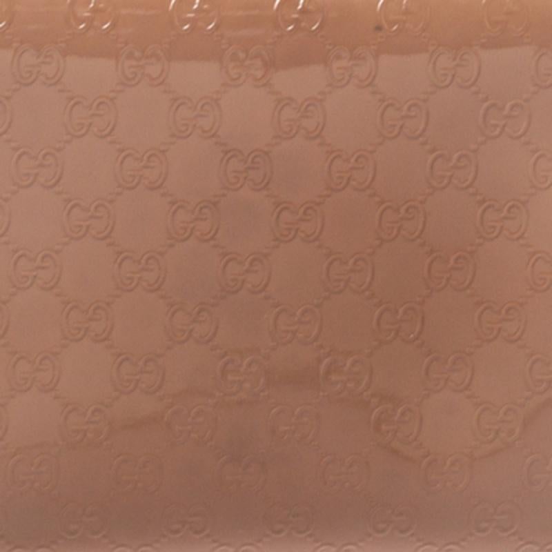 Gucci Beige Micro Guccissima Patent Leather Zip Around Wallet 6