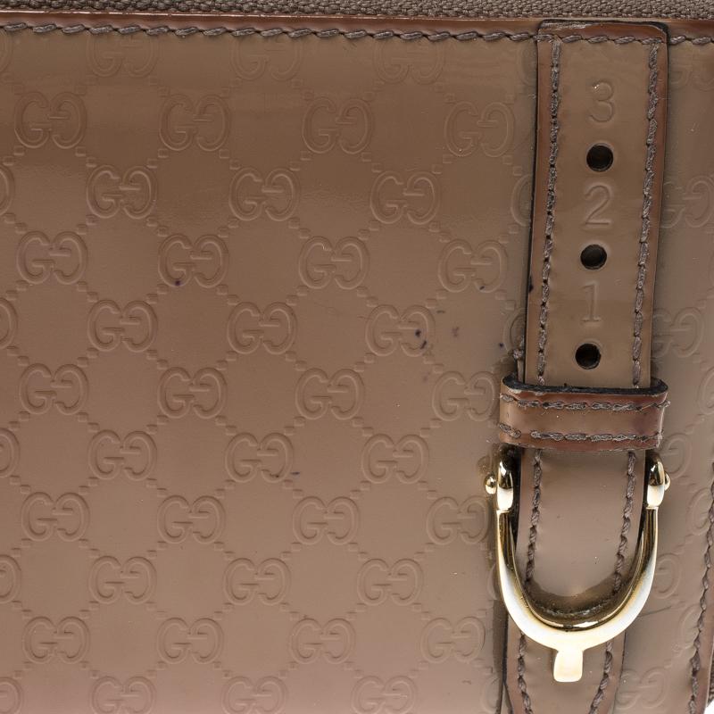 Gucci Beige Micro Guccissima Patent Leather Zip Around Wallet 1