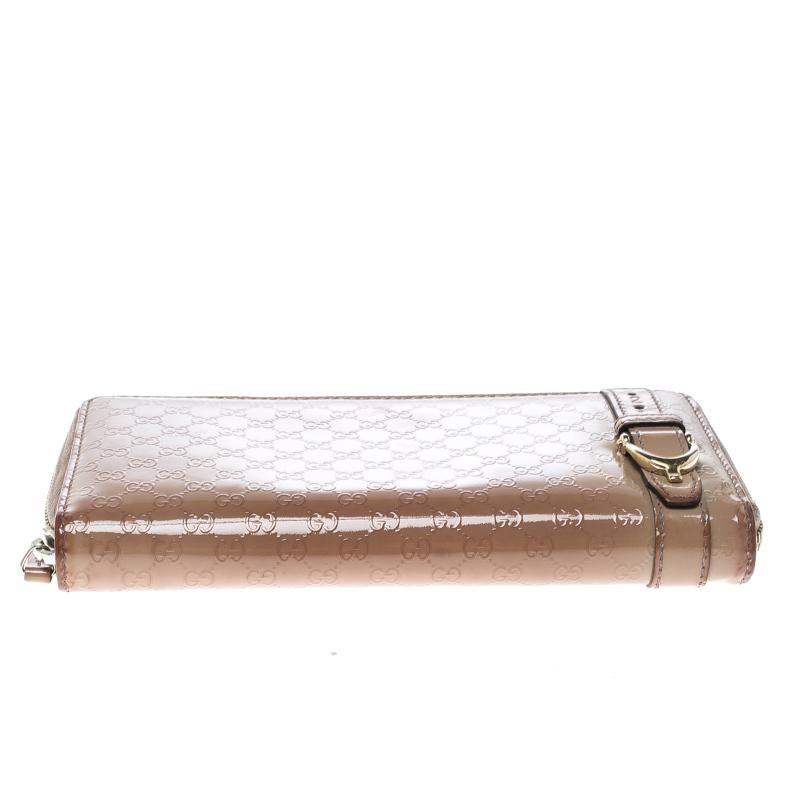 Gucci Beige Micro Guccissima Patent Leather Zip Around Wallet 2