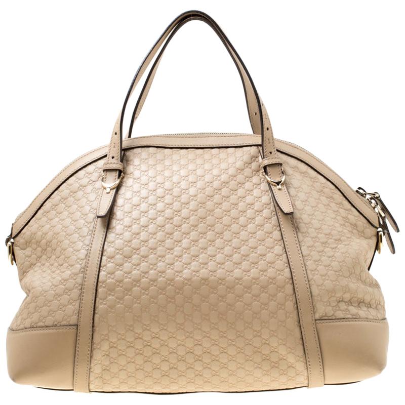 Gucci Beige Microguccissima Leather Medium Nice Top Handle Bag