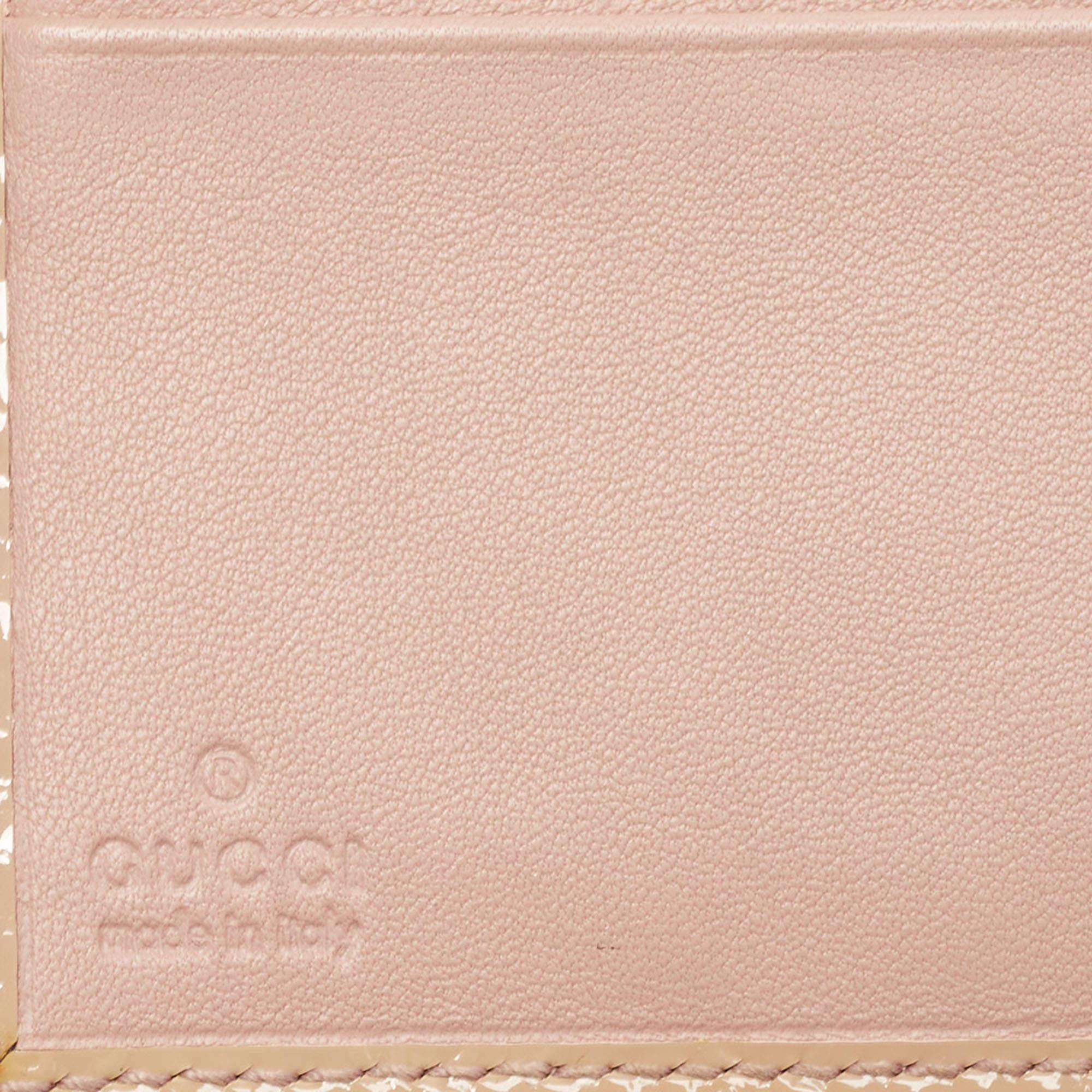 Gucci Beige Microguccissima Patent Leather Buckle French Wallet 6