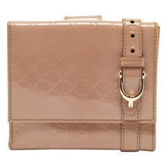 Gucci Beige Microguccissima Patent Leather Buckle French Wallet
