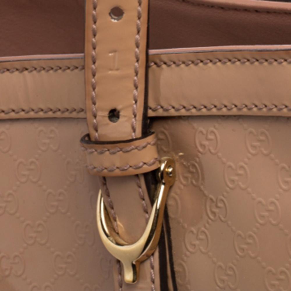 Gucci Beige Microguccissima Patent Leather Medium Nice Tote 1