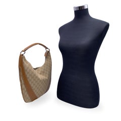 Gucci Beige Monogram Canvas and Leather Hobo Shoulder Bag Tote