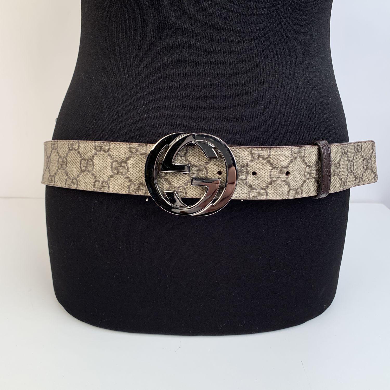 Gucci Beige Monogram Canvas Belt GG Buckle Size 95/38 In Excellent Condition In Rome, Rome