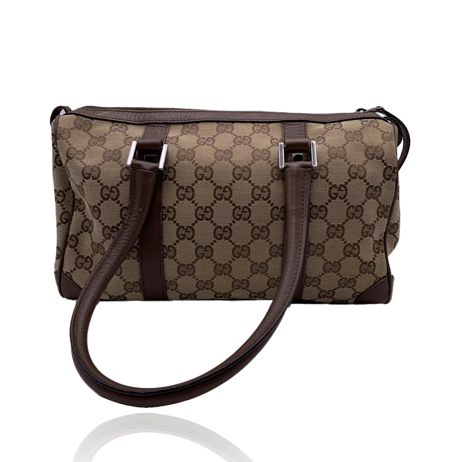 Boston Bag Duffle Bag von Gucci in Beige mit Monogramm aus Segeltuch (Schwarz)