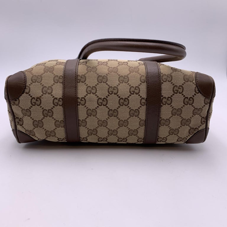 Gucci Beige Monogram Canvas Boston Bag Duffle Bag Handbag For Sale at  1stDibs