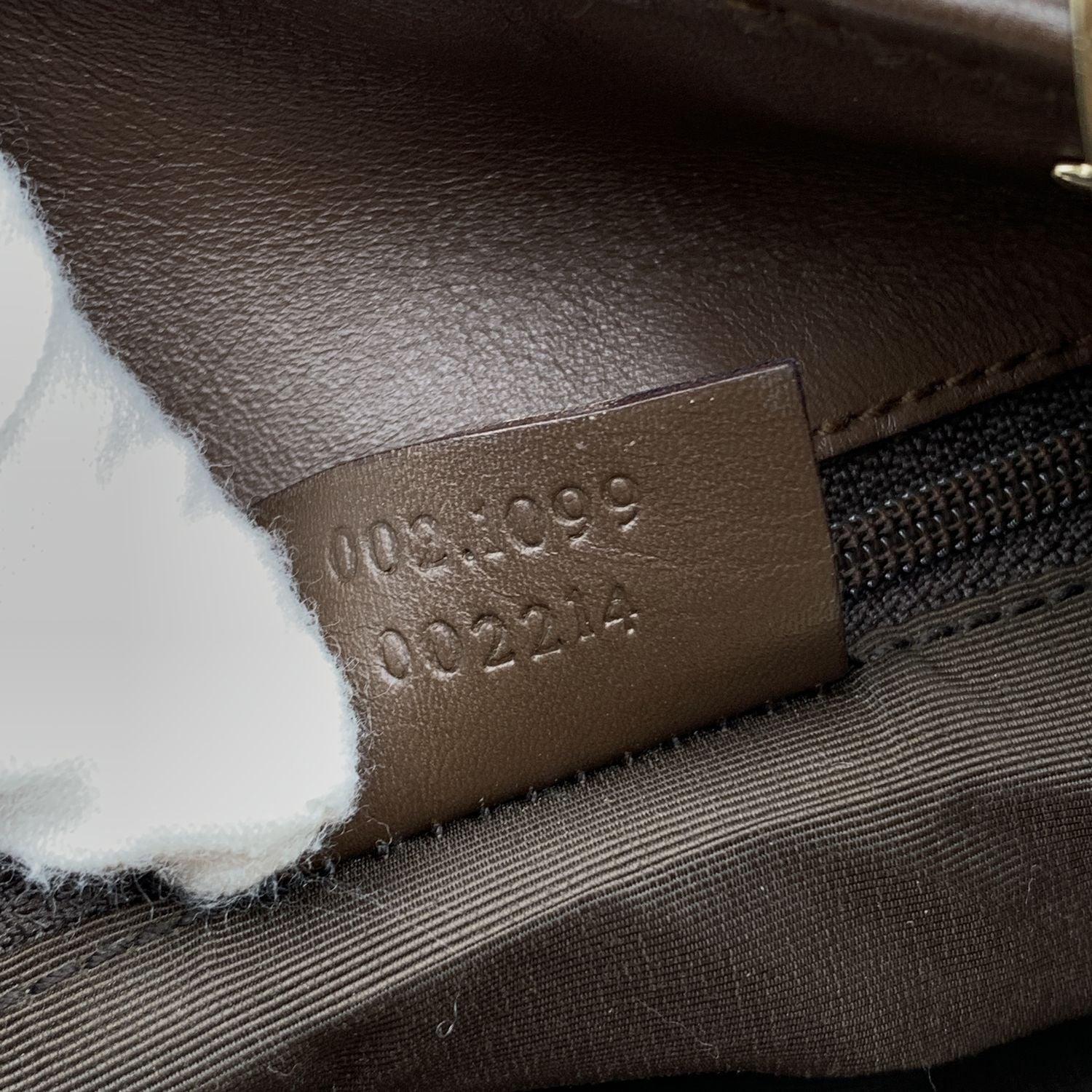 Women's Gucci Beige Monogram Canvas Brown Leather SmallTote Handbag