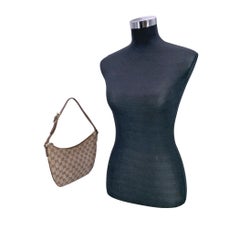 Gucci Beige Monogram Canvas Half Moon Pochette Shoulder Bag