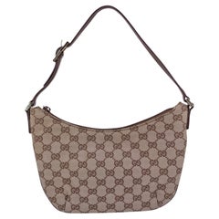 Gucci Beige Monogram Canvas Half Moon Pochette Shoulder Bag