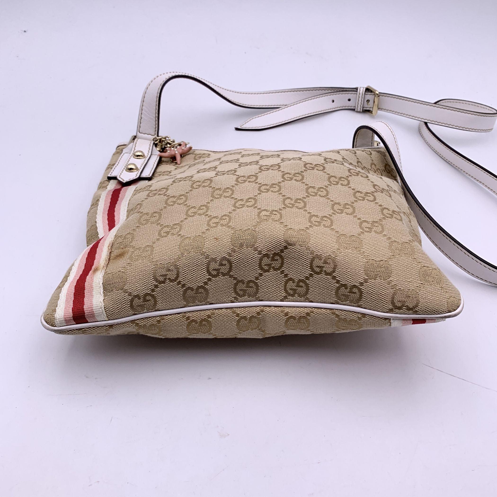 Women's Gucci Beige Monogram Canvas Joliecoeur Messenger Shoulder Bag For Sale